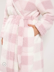 Yours Curve Checked Collared Robe - Bild 4 von 6