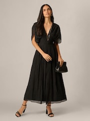 Adrianna Black Organdy Midi Dress - Image 3 of 6