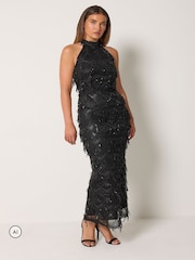 Long Tall Sally Sequin Tassel Halterneck Maxi Dress - Bild 2 von 6