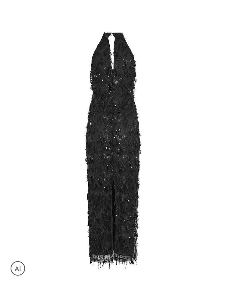 Long Tall Sally Sequin Tassel Halterneck Maxi Dress - Bild 6 von 6