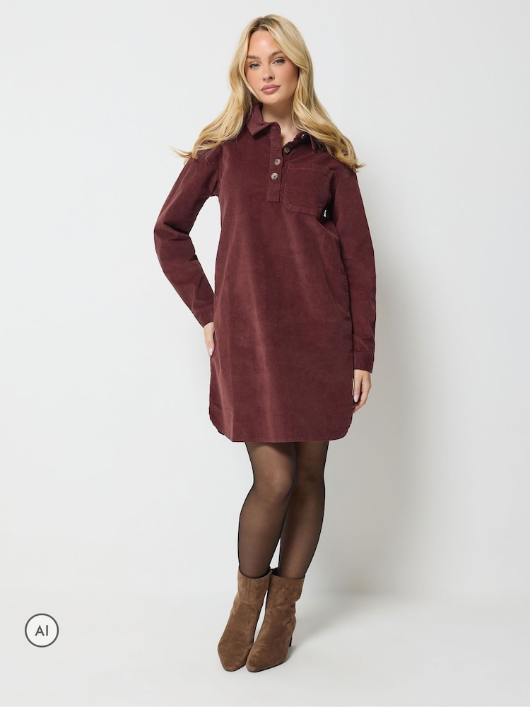 M&Co Brown Cord Pocket Dress - Image 2 of 6 M&Co Brown Cord Pocket Dress - Image 2 of 6