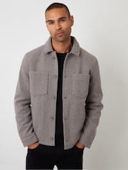 Threadbare Brown Faux Wool Button Up Quilted Shacket - Image 1 of 4