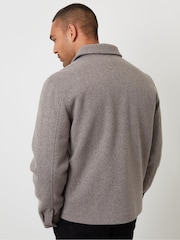 Threadbare Brown Faux Wool Button Up Quilted Shacket - Image 2 of 4