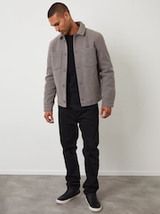 Threadbare Brown Faux Wool Button Up Quilted Shacket - Image 3 of 4