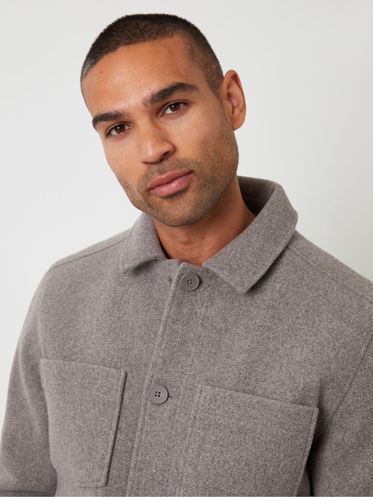 Threadbare Brown Faux Wool Button Up Quilted Shacket - Image 4 of 4 Threadbare Brown Faux Wool Button Up Quilted Shacket - Image 4 of 4