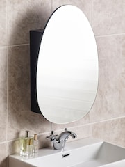 Black Black Pebble Single Wall Mirror Cabinet - Image 2 of 6