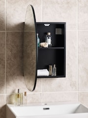 Black Black Pebble Single Wall Mirror Cabinet - Image 3 of 6