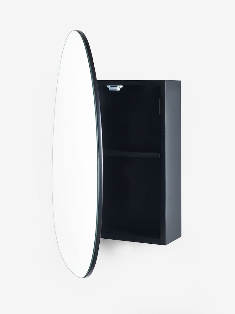Black Black Pebble Single Wall Mirror Cabinet - Image 5 of 6