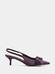 Long Tall Sally Purple Bow Detail Slingback Heels In Standard Fit - Image 2 of 5