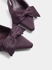 Long Tall Sally Purple Bow Detail Slingback Heels In Standard Fit - Image 5 of 5