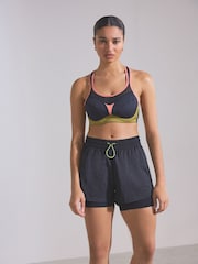 Black/Coral Active High Impact Colourblock Wired Sports Bra - Image 3 of 9