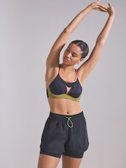 Black/Coral Active High Impact Colourblock Wired Sports Bra - Image 4 of 9
