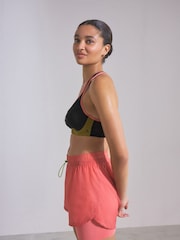 Black/Coral Active High Impact Colourblock Wired Sports Bra - Image 5 of 9
