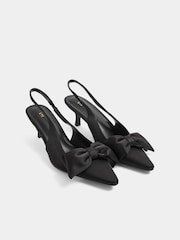 Long Tall Sally Black Bow Detail Slingback Heels In Standard Fit - Image 2 of 5