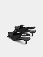 Long Tall Sally Black Bow Detail Slingback Heels In Standard Fit - Image 4 of 5