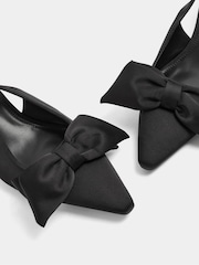 Long Tall Sally Black Bow Detail Slingback Heels In Standard Fit - Image 5 of 5