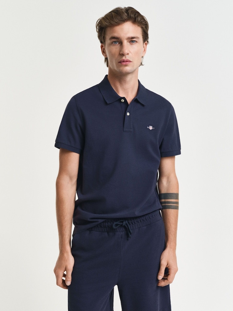 Azul - Polo de algodón 100 % y corte estándar con emblema de GANT - Imagen 1 de 5 Azul - Polo de algodón 100 % y corte estándar con emblema de GANT - Imagen 1 de 5