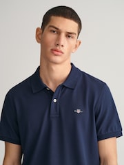 GANT Blue Regular 100% Cotton Shield Polo Shirt - Image 3 of 4