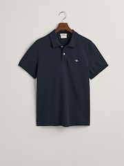 GANT Blue Regular 100% Cotton Shield Polo Shirt - Image 4 of 4