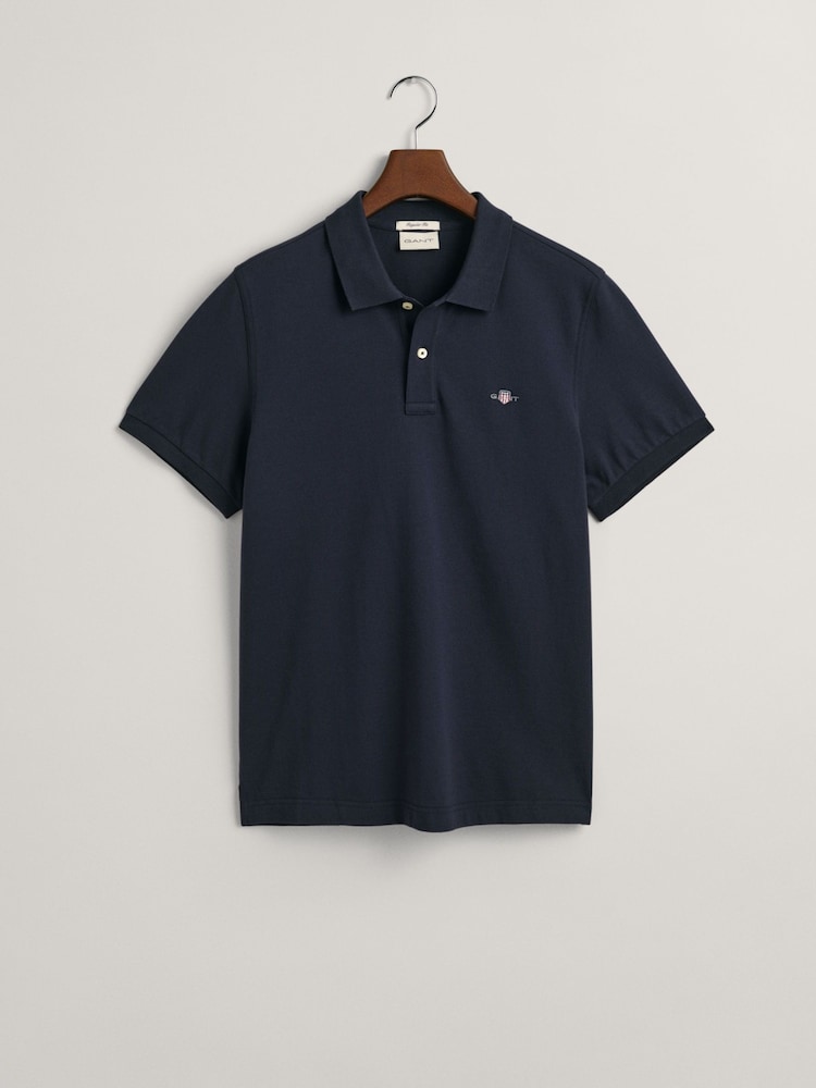 GANT Blue Regular 100% Cotton Shield Polo Shirt - Image 4 of 4