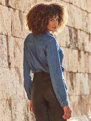 Sosandar Blue Denim Utility Shirt - Image 3 of 6