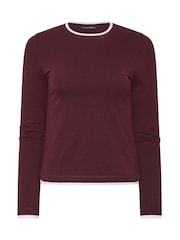 PixieGirl Petite Red Contrast Long Sleeve Cotton T-Shirt - Image 5 of 6