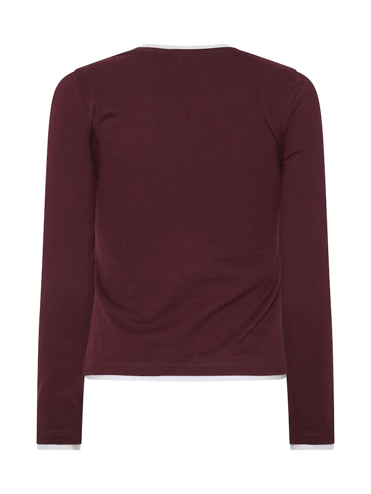 PixieGirl Petite Red Contrast Long Sleeve Cotton T-Shirt - Image 6 of 6 PixieGirl Petite Red Contrast Long Sleeve Cotton T-Shirt - Image 6 of 6