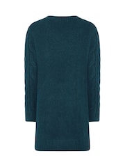 M&Co Teal Blue V-Neck Cable Knit Tunic Jumper - Image 6 of 6