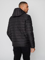 Threadbare Black Matte Finish Padded Hooded Jacket - Image 3 of 4