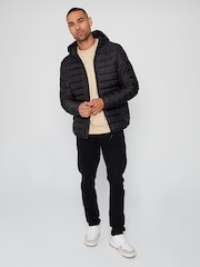 Threadbare Black Matte Finish Padded Hooded Jacket - Image 4 of 4