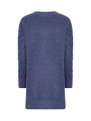 M&Co Blue V-Neck Cable Knit Tunic Jumper - Image 6 of 6