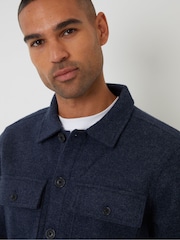 Threadbare Blue Faux Wool Button Up Shacket - Image 4 of 10