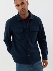 Threadbare Blue Faux Wool Button Up Shacket - Image 5 of 10