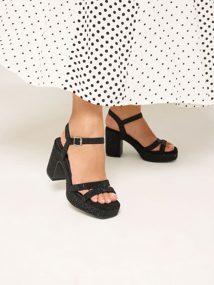 Қара - Yours Curve Diamante Heel Sandals - 5суретінің 1 суреті