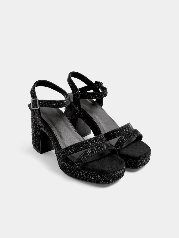 Қара - Yours Curve Diamante Heel Sandals - 5суретінің 2 суреті