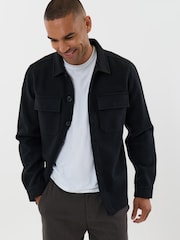 Threadbare Black Faux Wool Button Up Shacket - Image 1 of 3