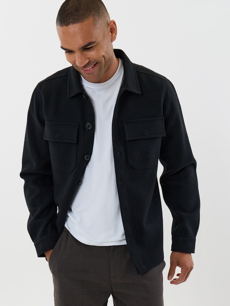 Threadbare Black Faux Wool Button Up Shacket - Image 1 of 3