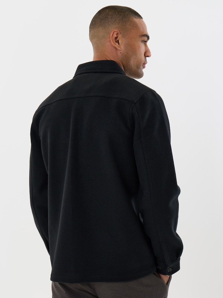 Threadbare Black Faux Wool Button Up Shacket - Image 2 of 3