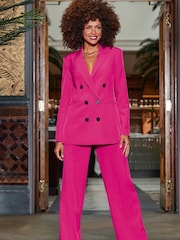Sosandar Pink Wide Leg Tuxedo Trousers - Image 1 of 4