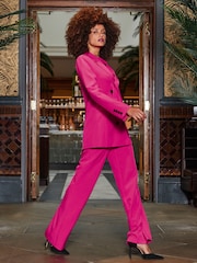 Sosandar Pink Wide Leg Tuxedo Trousers - Image 4 of 4