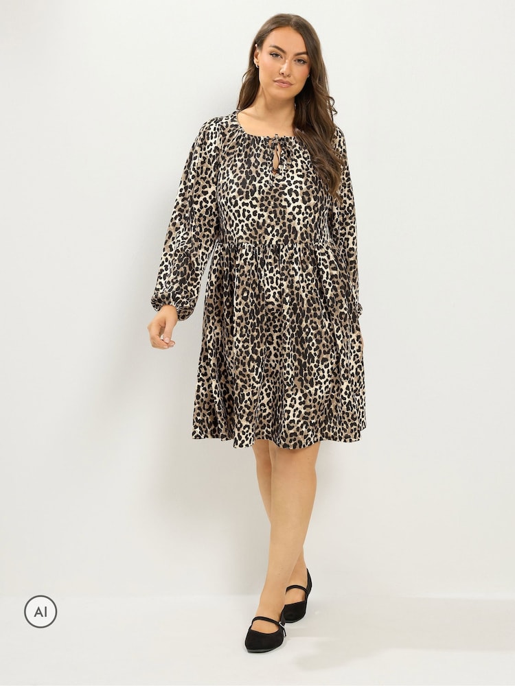 Robe Yours Curve imprimé léopard à col noué - Image 1 de 6