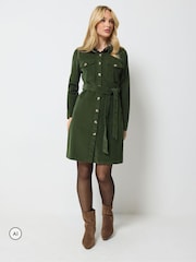 M&Co Green Corduroy Midi Shirt Dress - Image 1 of 6