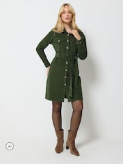 M&Co Green Corduroy Midi Shirt Dress - Image 2 of 6