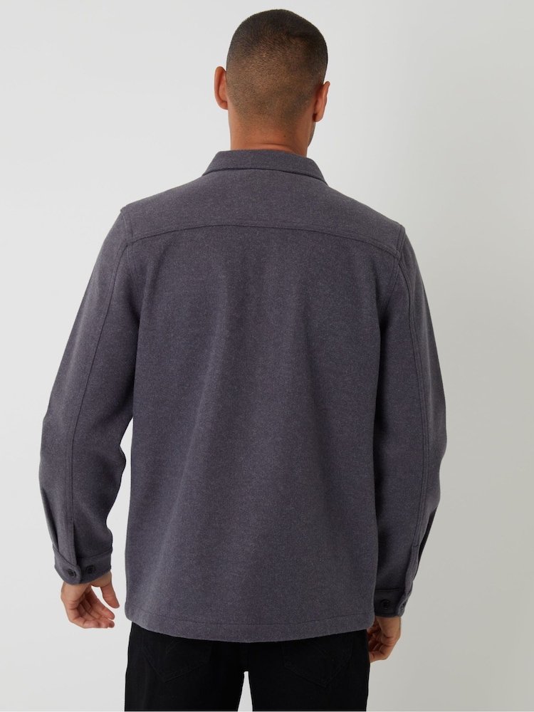 Threadbare Grey Faux Wool Button Up Shacket - Image 2 of 4