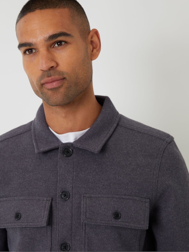 Threadbare Grey Faux Wool Button Up Shacket - Image 4 of 4