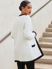 Sosandar White Contrast Trim Cardigan - Image 3 of 6