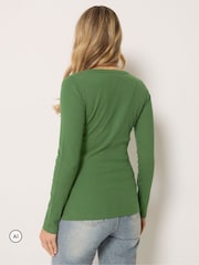 Long Tall Sally Green Long Sleeve Henley Top - Image 3 of 6