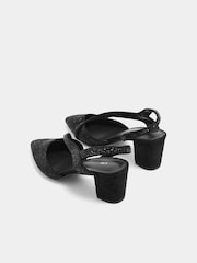 Long Tall Sally Black Diamante Asymmetric Slingback Heels In Standard Fit - Image 4 of 5