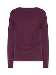 Long Tall Sally Purple Ribbed Boat Neck Top - Image 6 of 6