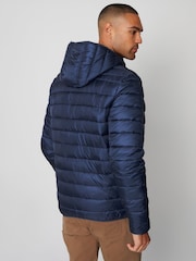 Threadbare Blue Matte Finish Padded Hooded Jacket - Image 2 of 5